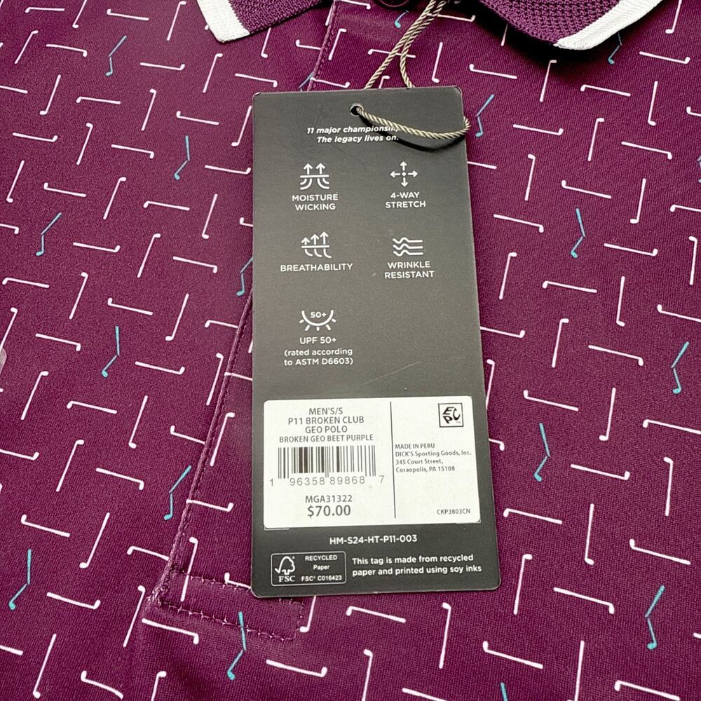 Walter Hagen Performance Geo Purple Golf shirt Size Small New NWT - Picture 2 of 4